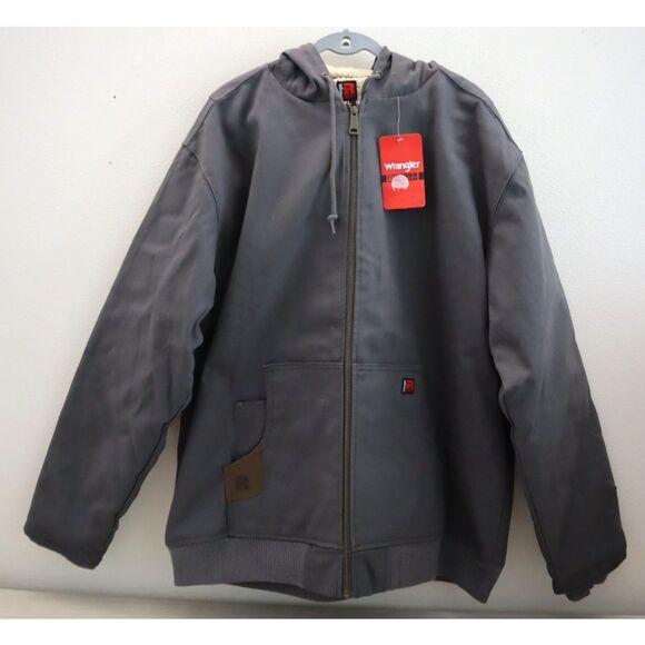 Wrangler Riggs Workwear Men's Sz XL Charcoal Duck Sherpa Lined Full Zip Jacket - Picture 1 of 12